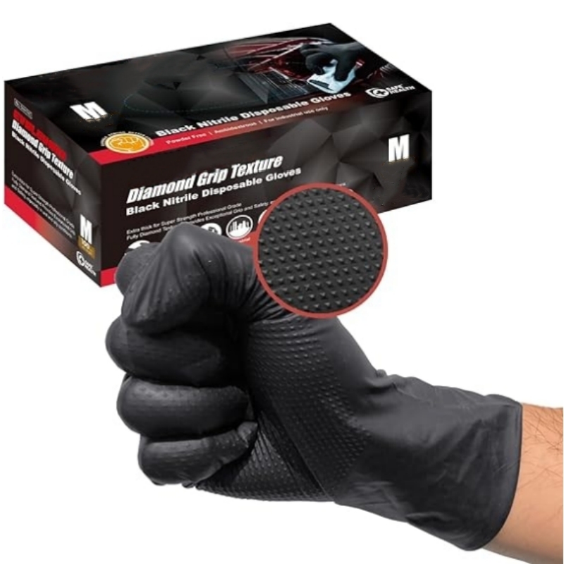 Nitrile Mechanic Glove - 8mil 헤비듀티 블랙 니트릴 장갑 일회용