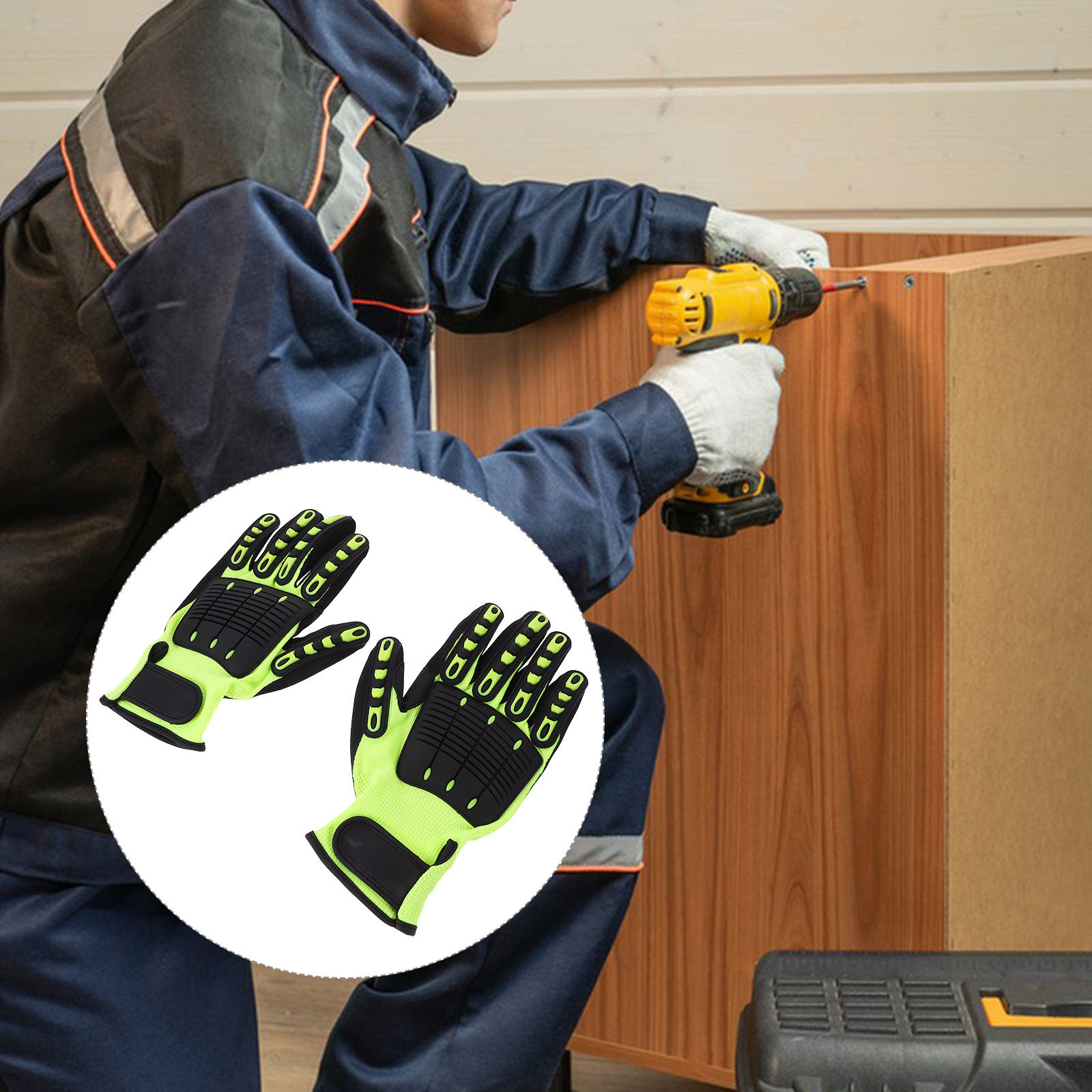 Work Glove Impact - 1쌍의 고강도 정원용 장갑, 절단 방지,