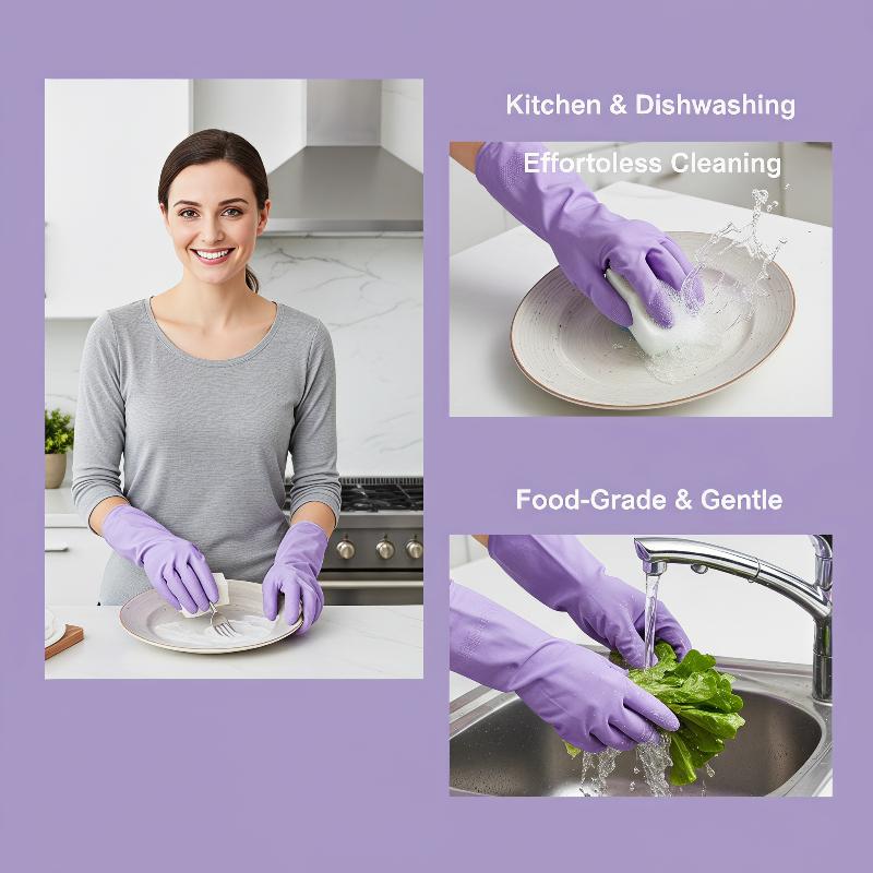 Dish Glove Rubber - 1쌍 라텍스 식기 세척 장갑, 미끄럼