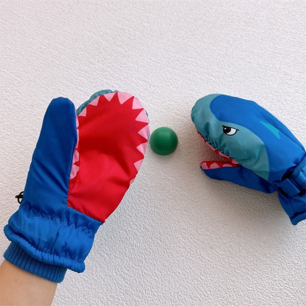 만화 어린이 스키 장갑 따뜻한 상어 패턴 스노우 보드  - Ski Glove Waterproof 리뷰 및 가격